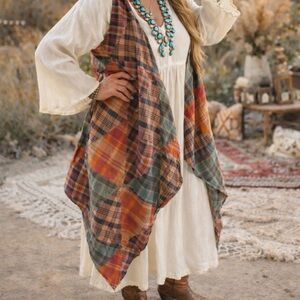 Jaded Gypsy Plaid Multicolor Women's Vest